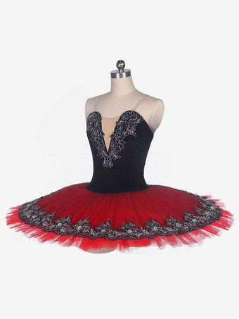 バレエ ダンス衣装 レッド 大人 子供用 バレリーナ フリル レース ポリエステル ドレス ダンスウェア