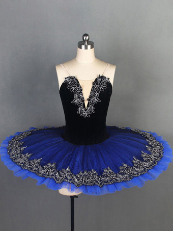 ブルー バレエ ダンス衣装 レッド 大人 子供用 バレリーナ フリル レース ポリエステル ドレス ダンスウェア