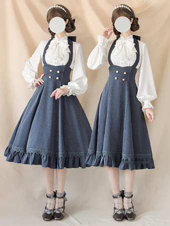 クラシックロリータドレス ポリエステル ノースリーブ ストライプ クラシックレッドロリータドレス