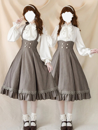 クラシックロリータドレス ポリエステル ノースリーブ ストライプ クラシックレッドロリータドレス