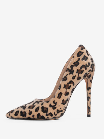 ヒョウ柄ハイヒール ポインテッドトゥ パンプス ヒョウ柄 ピンヒール マイクロスエード 11cm ヒョウ柄 シューズ プラスサイズシューズ レディース靴 結婚式 二次会 通勤用 仕事 キャバ 卒園式 卒園式