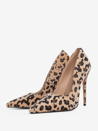 ハイヒール ポインテッドトゥ パンプス ヒョウ柄 ピンヒール マイクロスエード 11cm ヒョウ柄 シューズ プラスサイズシューズ レディース靴 結婚式 二次会 通勤用 仕事 キャバ 卒園式 卒園式