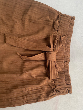 ワイドレッグパンツ 伸縮性ウエスト レースアップ カジュアル サマーパンツ