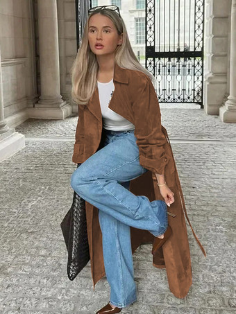 トレンチコート レディース ダブルブレスト オールドマネースタイル クラシックラペル 長袖 オーバーサイズ 春 ロングアウター 2025