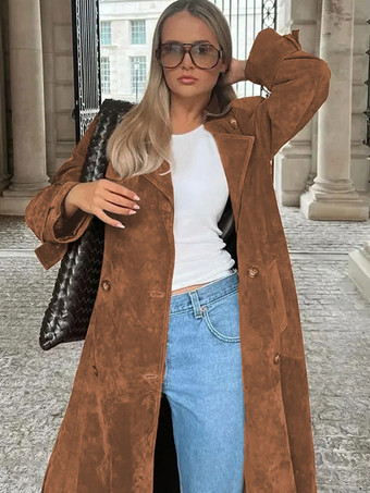 トレンチコート レディース ダブルブレスト オールドマネースタイル クラシックラペル 長袖 オーバーサイズ 春 ロングアウター 2025