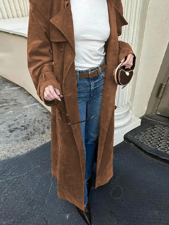 トレンチコート レディース ダブルブレスト オールドマネースタイル クラシックラペル 長袖 オーバーサイズ 春 ロングアウター 2025