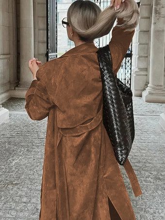 トレンチコート レディース ダブルブレスト オールドマネースタイル クラシックラペル 長袖 オーバーサイズ 春 ロングアウター 2025