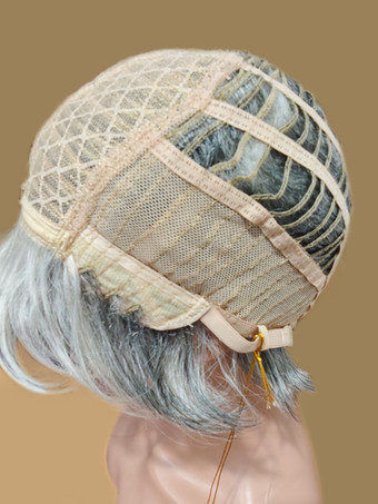 女性の人間の髪の毛のかつら白い層状のストレートミディアムウィッグ