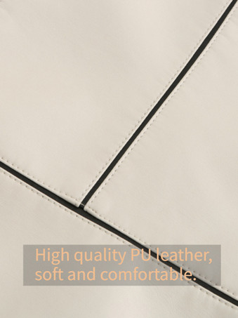 フェイク レザー モト ジャケット エクリュ ホワイト PU ツートーン ラペル ジッパー 春 秋 フィールド バイカー アウター 女性用