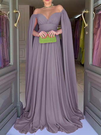 サーモンピンクイブニングドレス Aライン スウィートハートネック シフォン トレーン付き プリーツ 社交パーティードレス