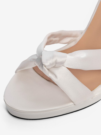 ウェディングシューズ プロムシューズ オープントゥ アンクルストラップ ブライダルシューズ サテン ホワイト