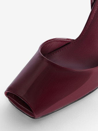 ブラックウェッジパンプス、ピープトゥ、アンクルストラップ、ウェッジシューズ（レディース）