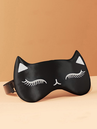 ブラック かわいいシルク睡眠マスク 光を遮断し通気性のあるアイマスク