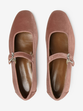 ベルベット バレエ フラット ラウンド トゥ メリージェーン バレリーナ フラット レディース