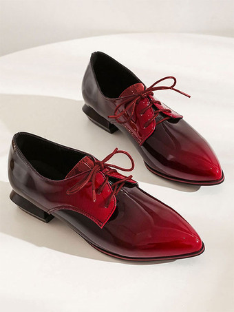 オックスフォード アカデミック カジュアルシューズ オンブル ポインテッドトゥ レディース