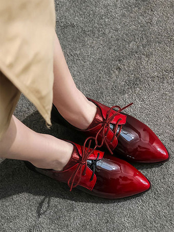 オックスフォード アカデミック カジュアルシューズ オンブル ポインテッドトゥ レディース