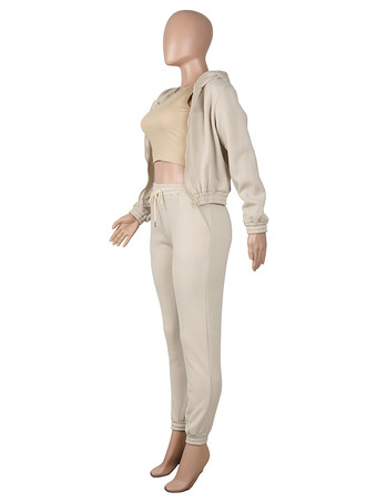 3 点セット ピンク ポリエステル カジュアル パンツ秋長袖女性のための衣装