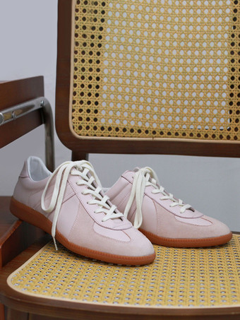 メンズスニーカー 快適なカラーブロック 牛革 ラウンドトゥ バスケット スポーツシューズ