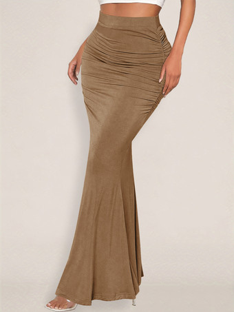 アプリコットスカート ブラック ウエスト上げ ポリエステル エレガント 秋 ロング レディース ボトムス