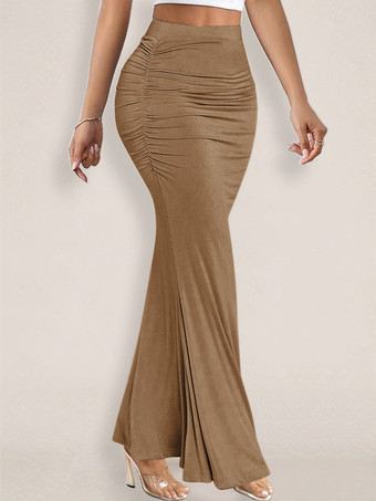 スカート ブラック ウエスト上げ ポリエステル エレガント 秋 ロング レディース ボトムス