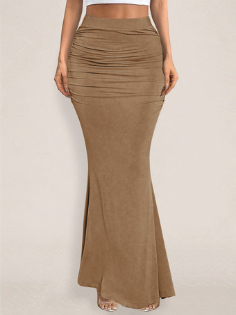 スカート ブラック ウエスト上げ ポリエステル エレガント 秋 ロング レディース ボトムス