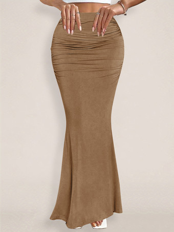 スカート ブラック ウエスト上げ ポリエステル エレガント 秋 ロング レディース ボトムス