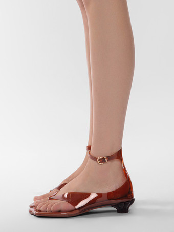 レディース フリップフロップサンダル 透明トングデザイン フラットヒールサンダル