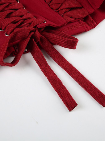 ジッパーとバックレースアップディテール付きホルターネックコルセットトップ（ナイトクラブ向け）2025