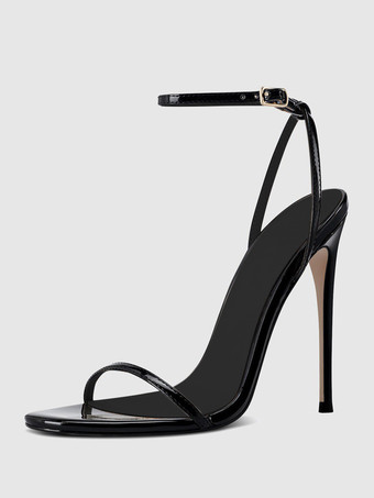 レディースヒールサンダル オープントゥ スティレットヒール アンクルストラップ パーティーシューズ