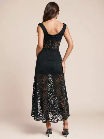 black lace dress without sleeves Must Be Love Lace Maxi Dress Black