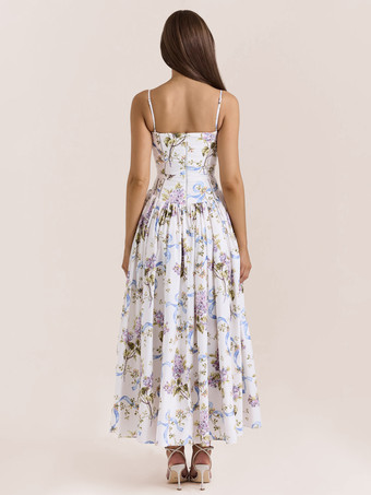 2025年夏のセミフォーマルイベントにぴったりのヴィンテージフローラルマキシスリップドレス