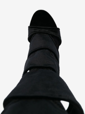 レディース スティレットヒール ブラック マイクロスエードアッパー グラディエーターサンダル