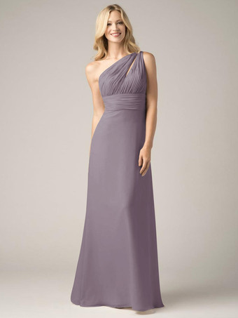 カメオピンクシャンパン ブライズメイド ドレス シフォン バックレス ルーシュ A ライン プロム マキシ ドレス