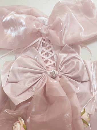 スイートロリータドレス ポリエステル ノースリーブ スイートドレス 姫ティーパーティー ロリータドレス