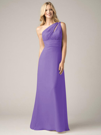 ラベンダーシャンパン ブライズメイド ドレス シフォン バックレス ルーシュ A ライン プロム マキシ ドレス