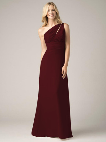 バーガンディーシャンパン ブライズメイド ドレス シフォン バックレス ルーシュ A ライン プロム マキシ ドレス