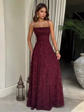 navy blue dress for baby girl V-neck Metallic Print Backless Slip Maxi Dress BLG050807