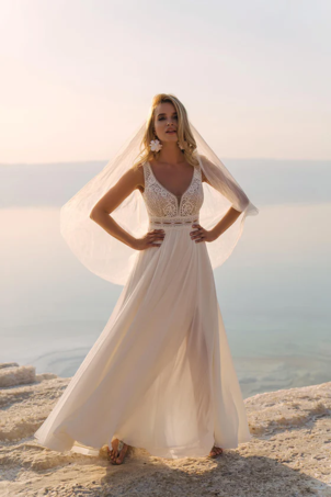 ウェディングベール 2層 スパンコール チュール カットエッジ クラシック ブライダルベール