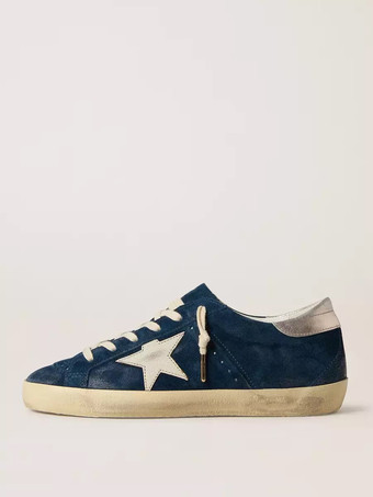 Bleu MarineBaskets de skate en daim pour femmes chaussures décontractées à lacets et bout rond
