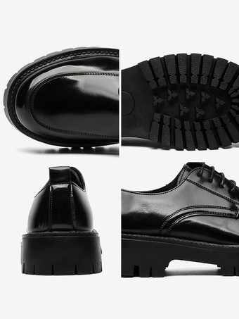 メンズドレスシューズ 滑り止めプラットフォーム レースアップ ロートップ ダービーシューズ
