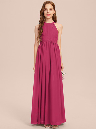 ホワイトフラワーガールドレス 特別な機会のドレス アイボリーシフォン ノースリーブ デザインネックライン フラワーガールドレス