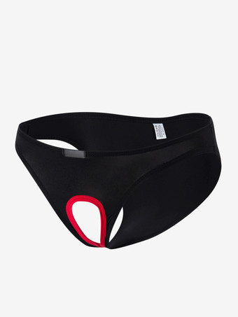 ブラック メンズセクシーランジェリー配管ナイロンブリーフアウト