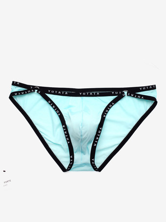 ライトスカイブルーメンズ セクシー パンティー ロイヤル ブルー ツートン ナイロン 1 ピース ブリーフ メンズ ランジェリー