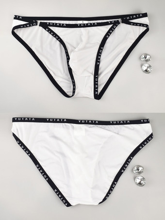 ホワイト メンズ セクシー パンティー ロイヤル ブルー ツートン ナイロン 1 ピース ブリーフ メンズ ランジェリー