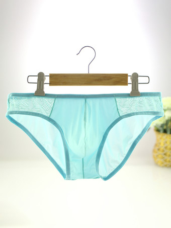ライトスカイブルー男性タンガツートンナイロンホワイトメンズランジェリーのセクシーなパンティー