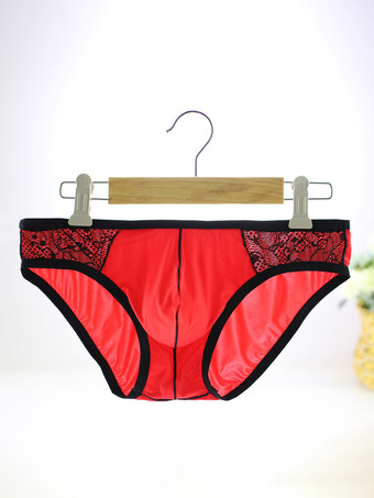 レッド 男性タンガツートンナイロンホワイトメンズランジェリーのセクシーなパンティー