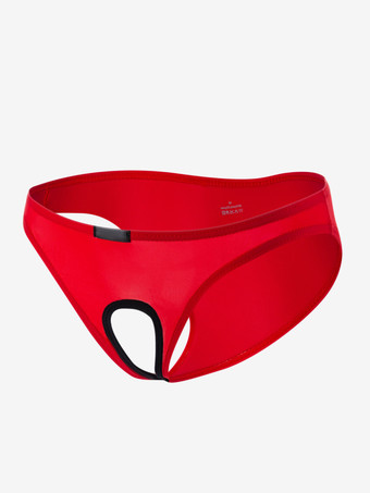 レッド メンズセクシーランジェリー配管ナイロンブリーフアウト