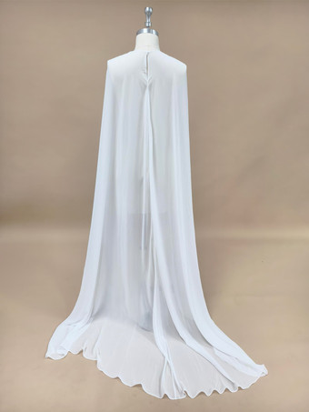 ウェディングラップ アイボリー ノースリーブ スクープネック キャップスリーブ ショール シフォン ブライダル カバーアップ