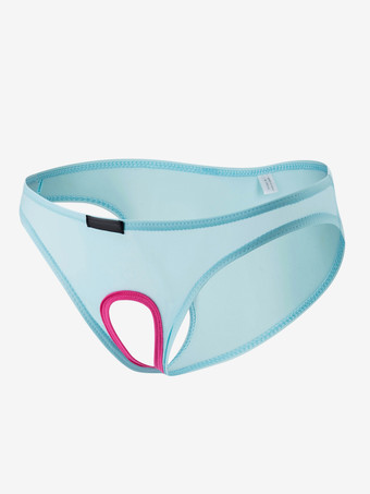 ライトスカイブルーメンズセクシーランジェリー配管ナイロンブリーフアウト