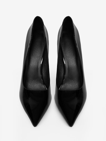 バーガンディハイヒールポインテッドトゥスリッポンドレスシューズ